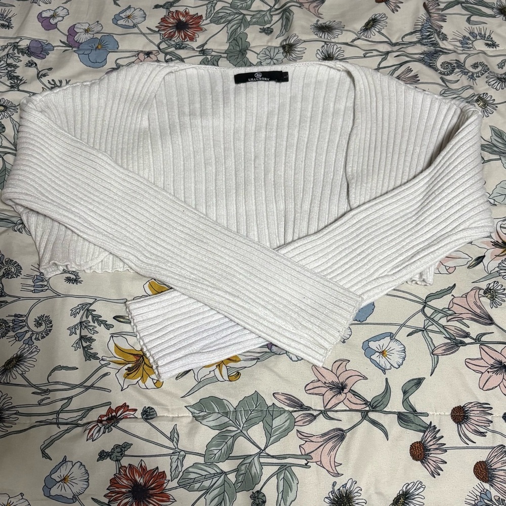 White Ribbed Knit bolero